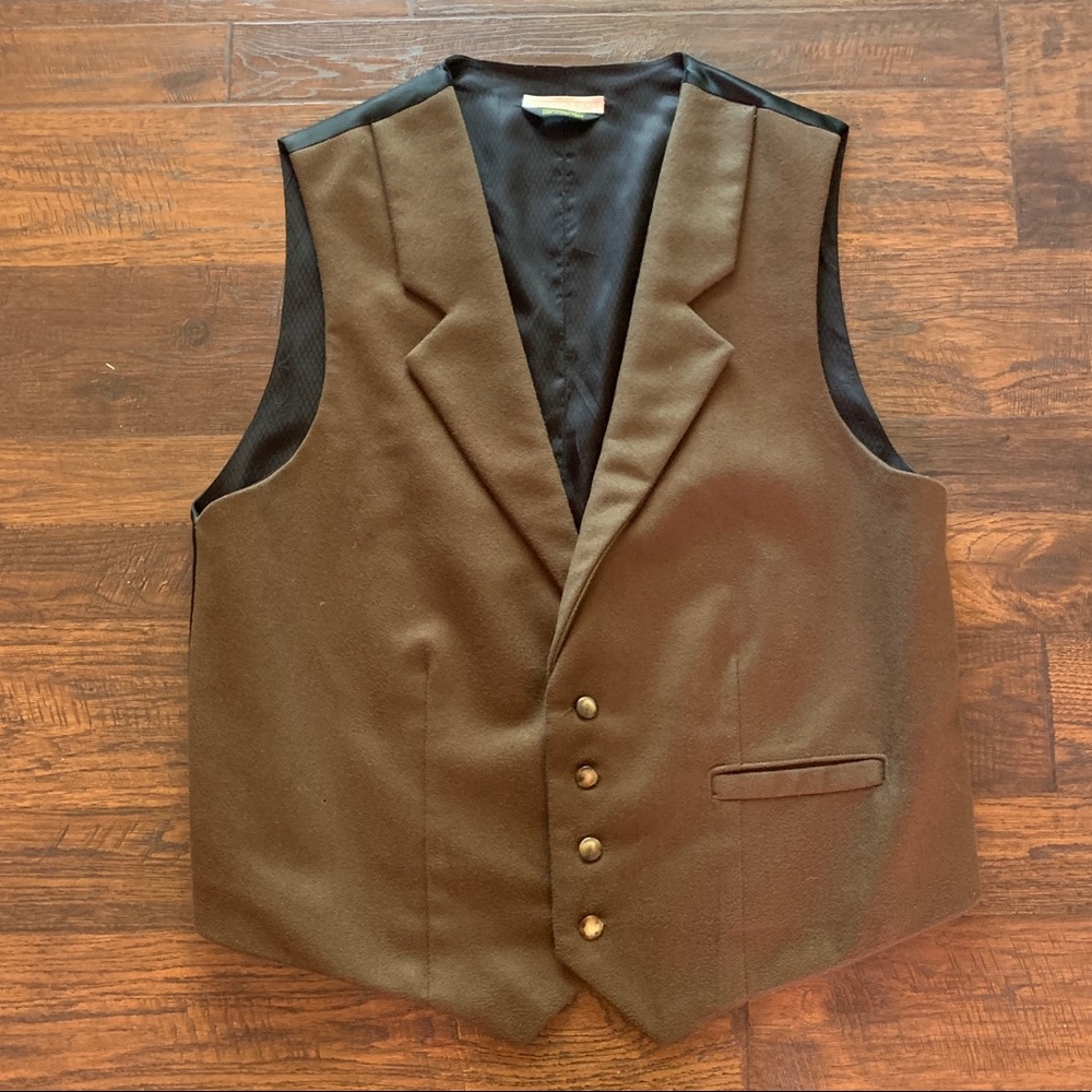 Vintage Classic Brown Vest Wool Silk
